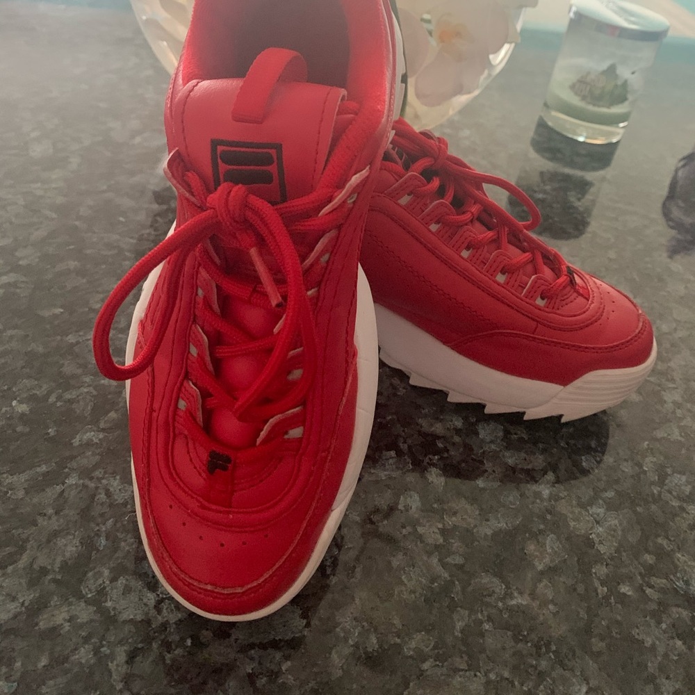 Fila red sneakers shoes